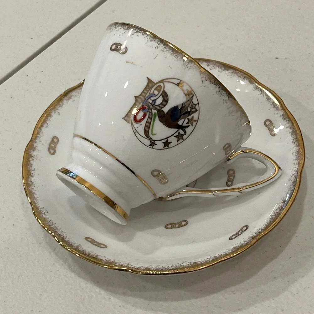 Royal Stafford Bone China England Tea Cup & Saucer Rebekah Lodge Antique Rare